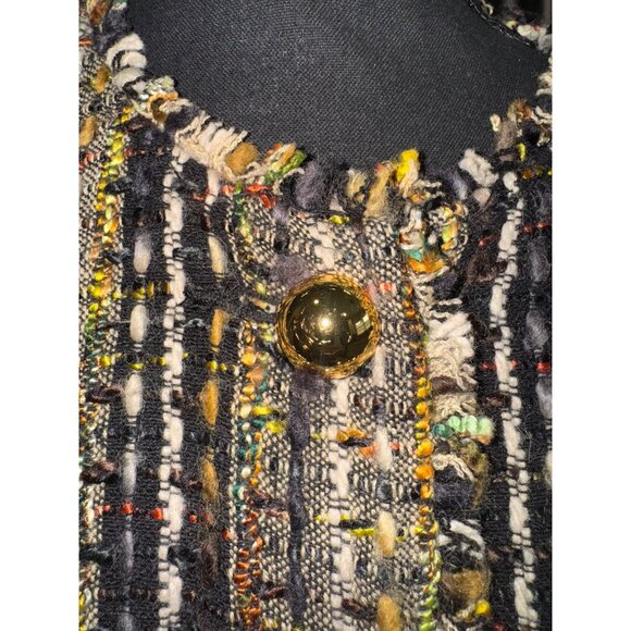 Cabi Cropped Channel Like Tweed Jacket Gold Buttons M Money Classic Office Siren - Picture 10 of 10